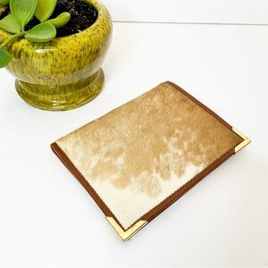 VINTAGE CALFSKIN Wallet Elegant Brown and Cream - cow hair